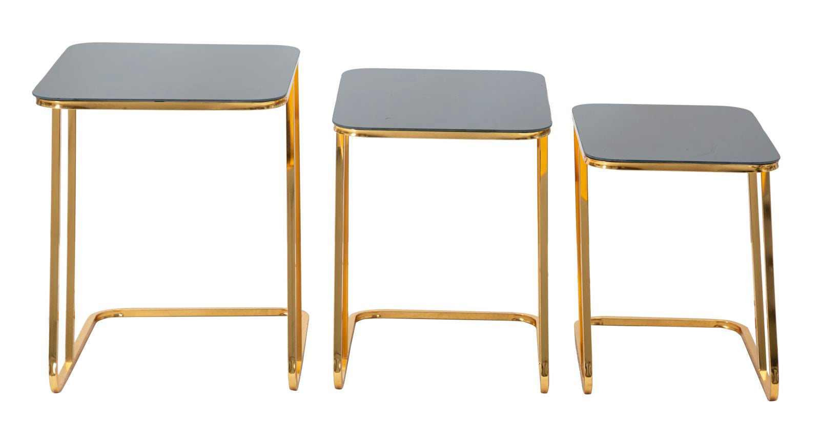 Conjunto de Mesas Quadradas GLAM – Dourado e Preto