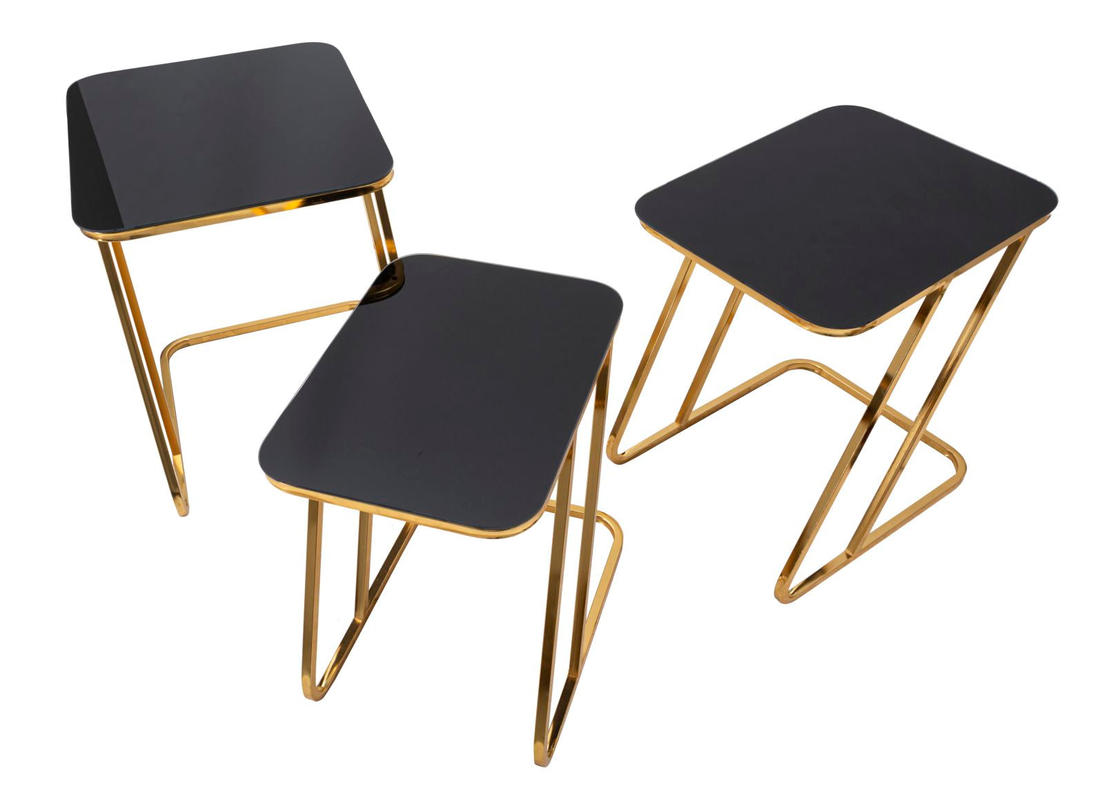 Conjunto de Mesas Quadradas GLAM – Dourado e Preto