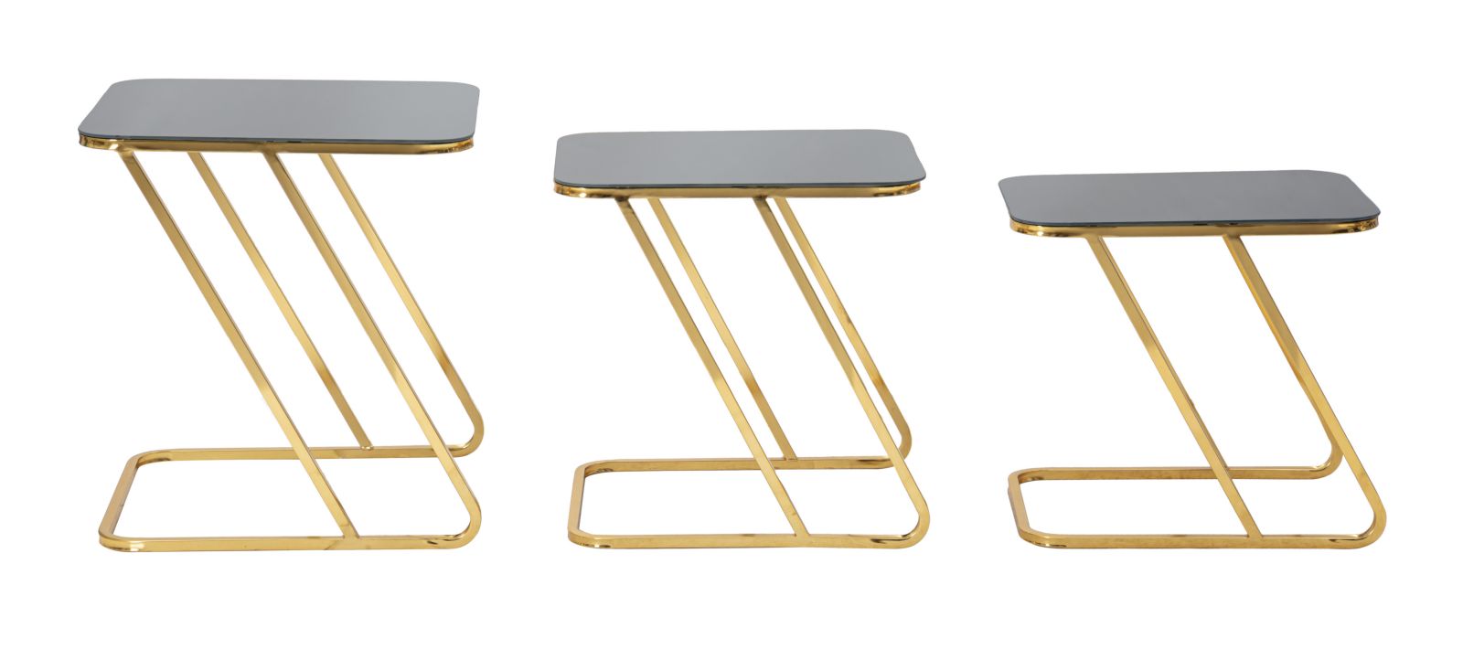 Conjunto de Mesas Quadradas GLAM – Dourado e Preto