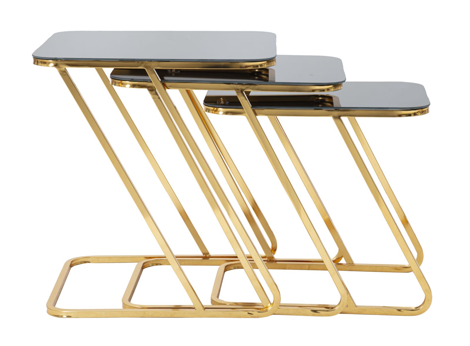 Conjunto de Mesas Quadradas GLAM – Dourado e Preto