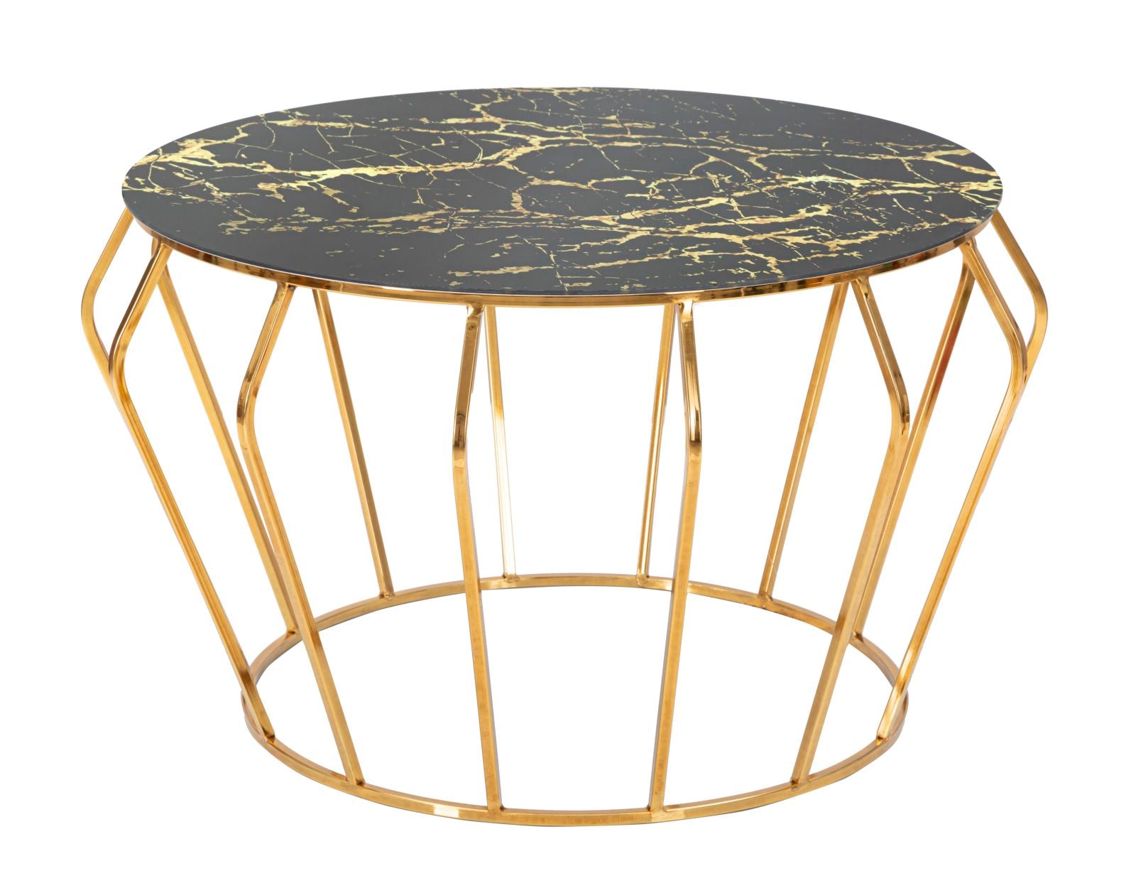 Mesa de centro redonda GLAM – dourada e preta