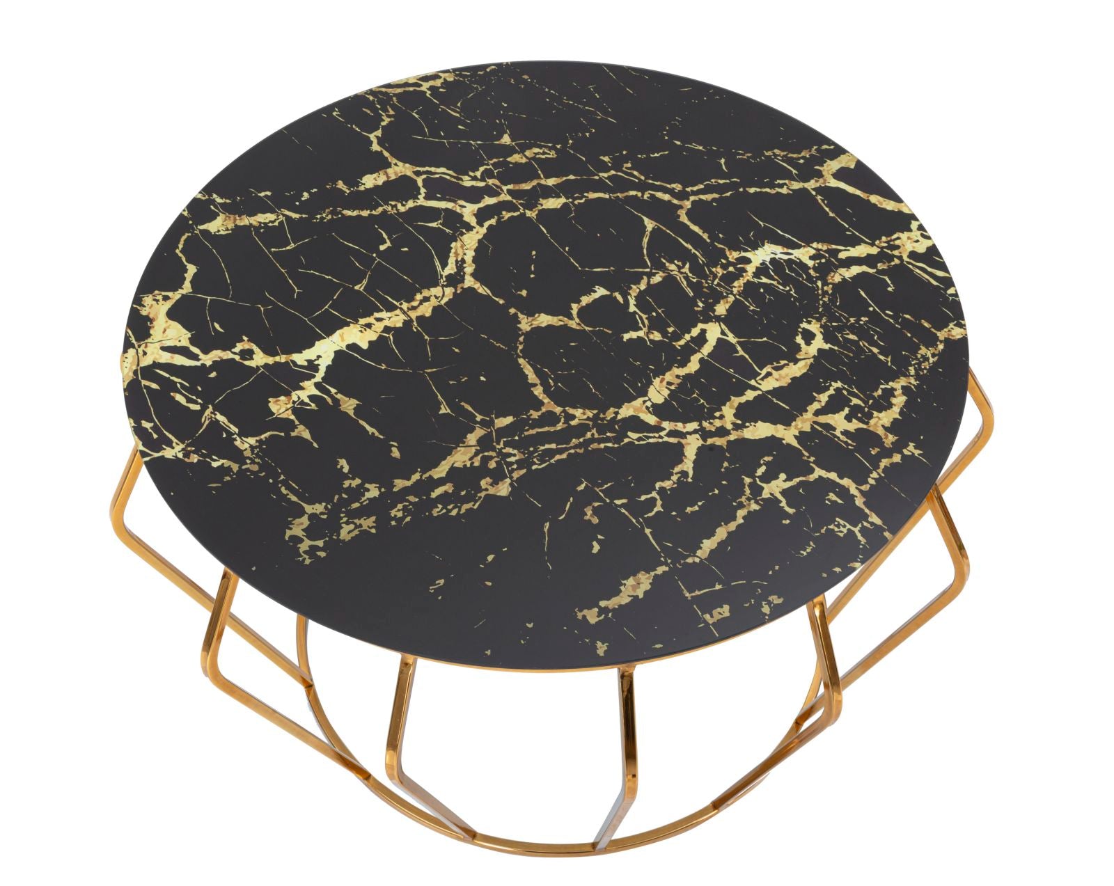 Mesa de centro redonda GLAM – dourada e preta