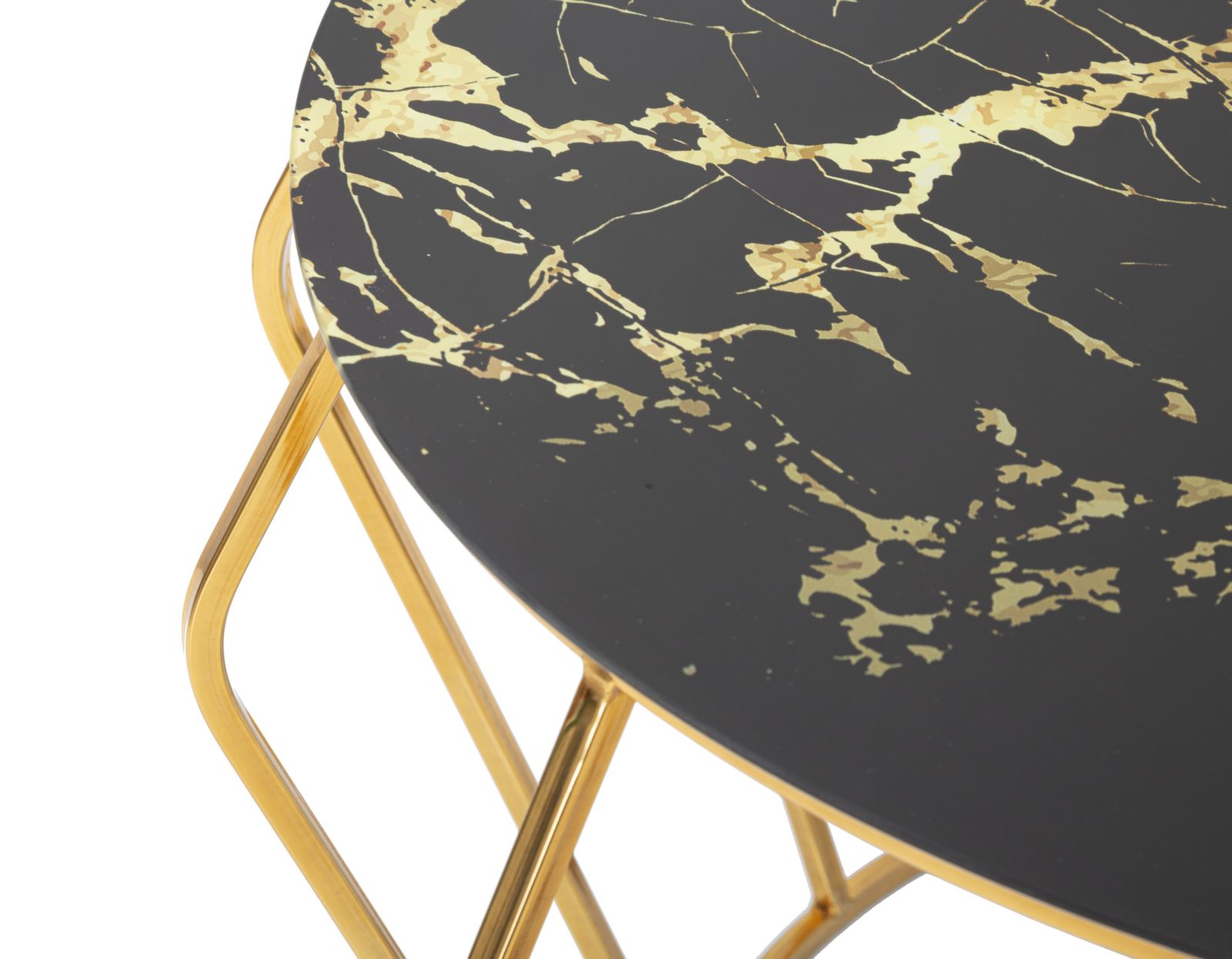 Mesa de centro redonda GLAM – dourada e preta