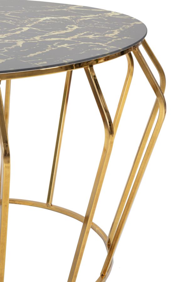 Mesa de centro redonda GLAM – dourada e preta