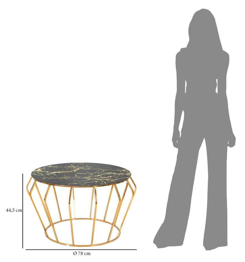Mesa de centro redonda GLAM – dourada e preta