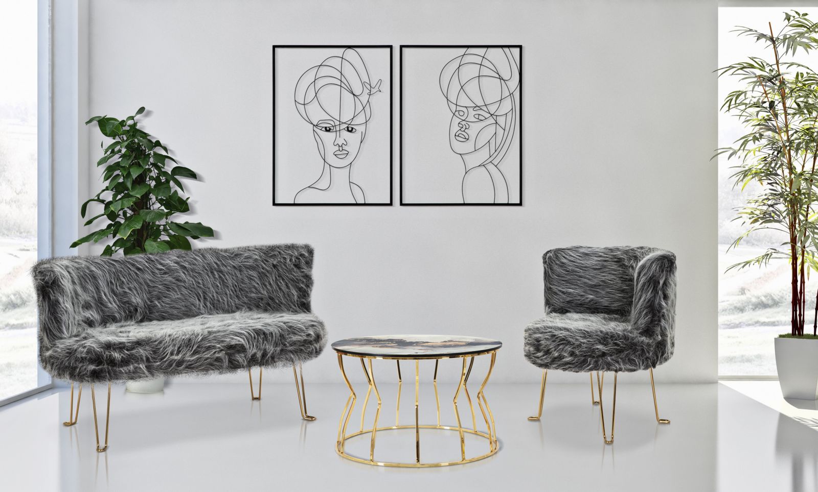 Cadeira Particular GLAM – Cinzento e Dourado