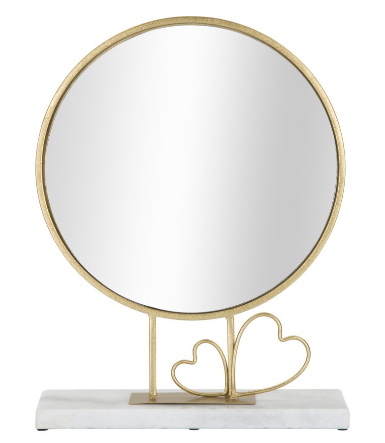 Espelho Redondo GLAM – Dourado e Mármore