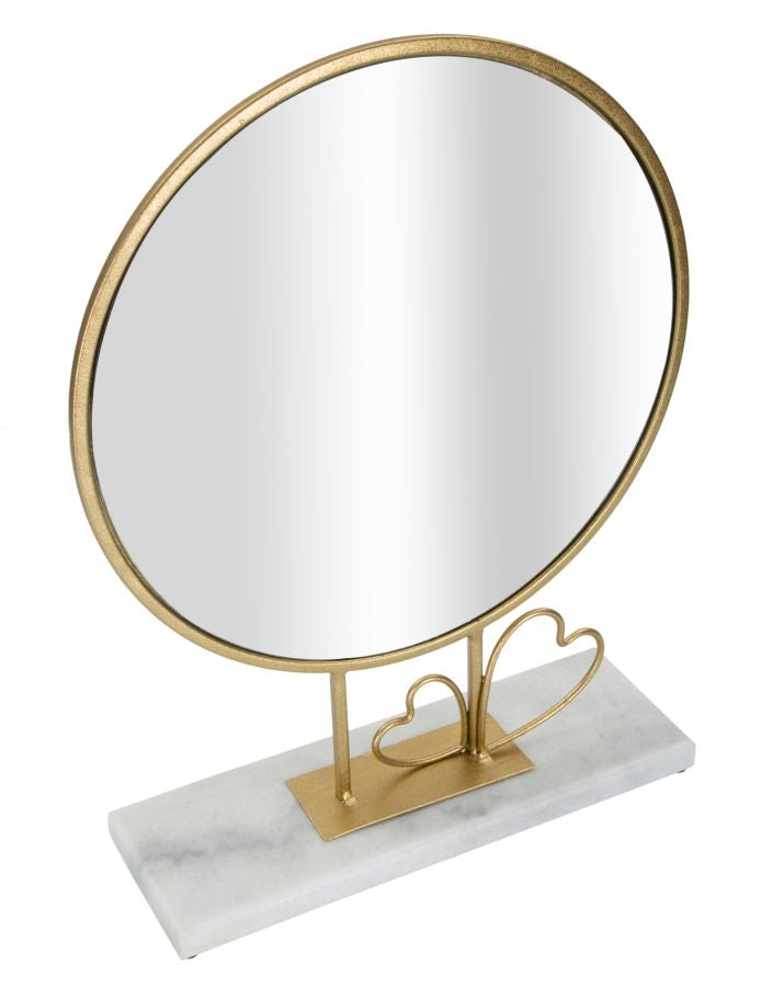 Espelho Redondo GLAM – Dourado e Mármore