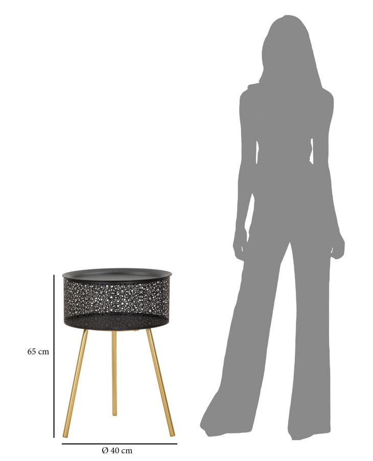 Mesa Redonda Pequena GLAM – Dourada e Preta