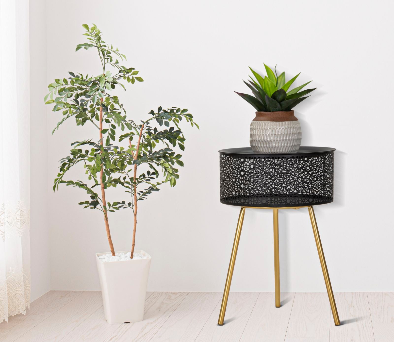 Mesa Redonda Pequena GLAM – Dourado e Preto