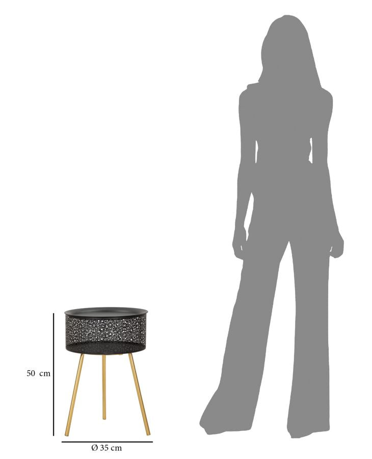 Mesa Redonda Pequena GLAM – Dourado e Preto