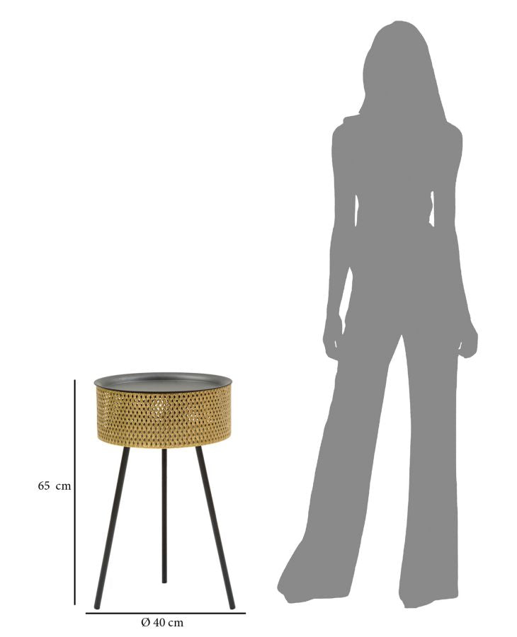 Mesa Redonda Pequena GLAM – Dourado e Preto