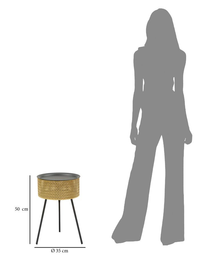 Mesa Redonda Pequena GLAM – Dourada e Preta