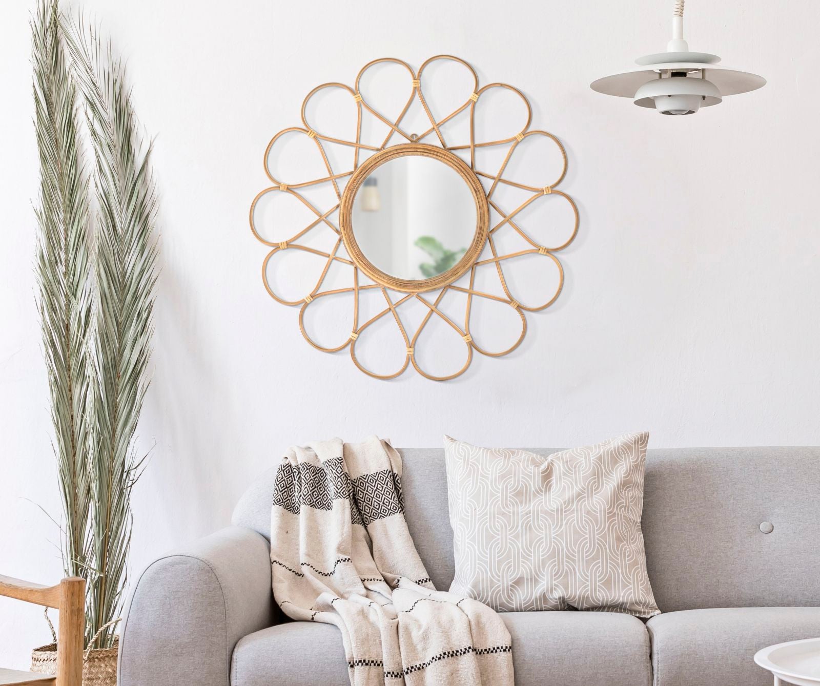 Espelho de Parede Redondo BOHO CHICH – Castanho