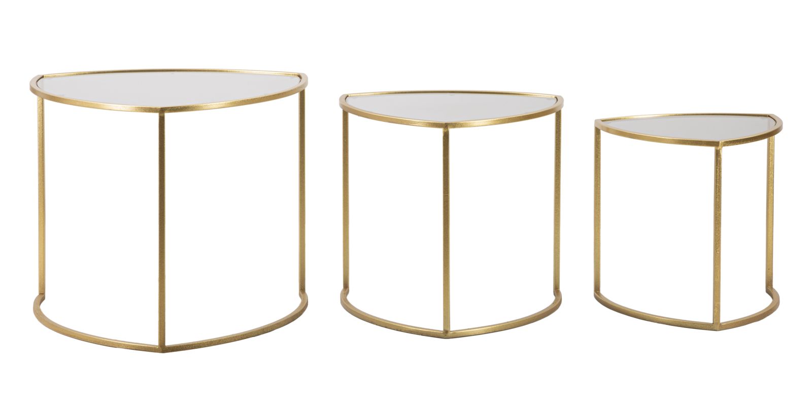 Conjunto de Mesas de Café Triangulares GLAM – Dourado