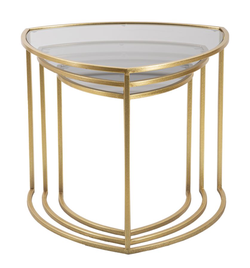 Conjunto de Mesas de Café Triangulares GLAM – Dourado