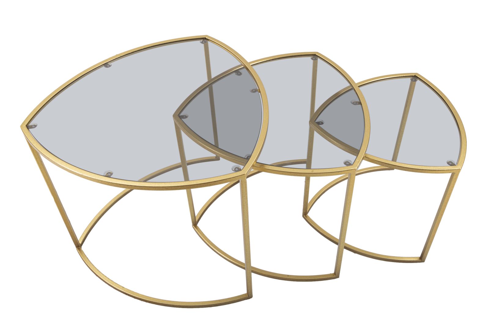 Conjunto de Mesas de Café Triangulares GLAM – Dourado