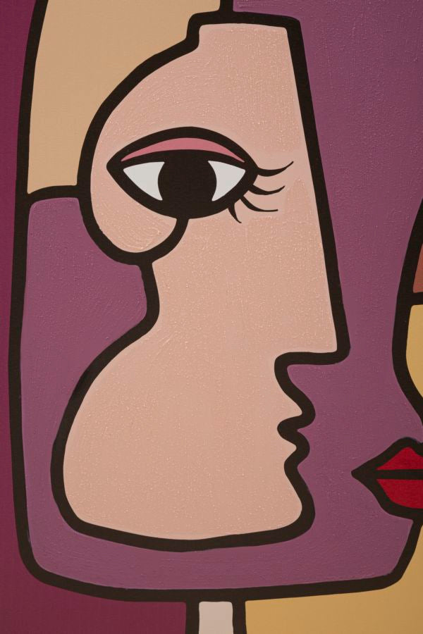 Quadro em tela emoldurado – Multicolor – madeira de pinho