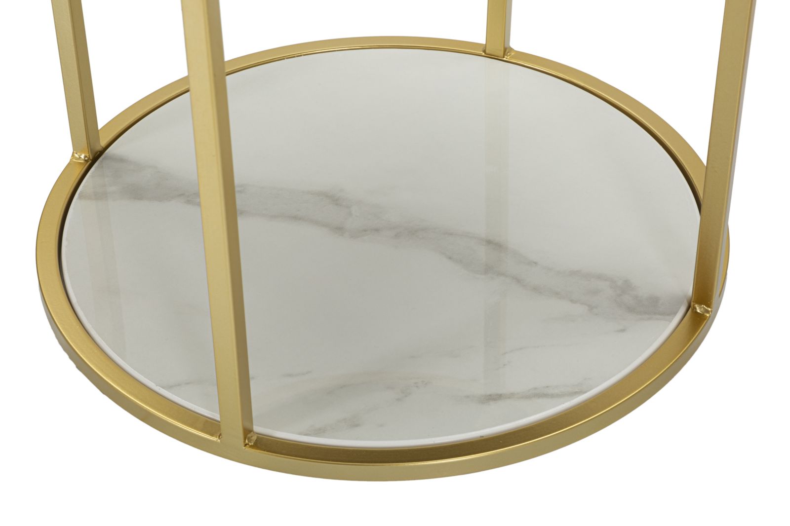 Mesa de Cabeceira Redonda GLAM – Creme, Dourado, Branco