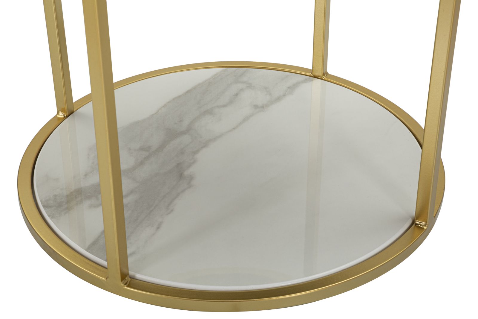 Mesa de Cabeceira Redonda GLAM – Rosa, Dourado, Branco