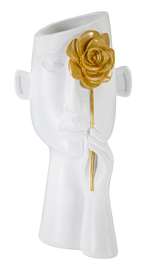 Vaso GLAM – Branco/Dourado