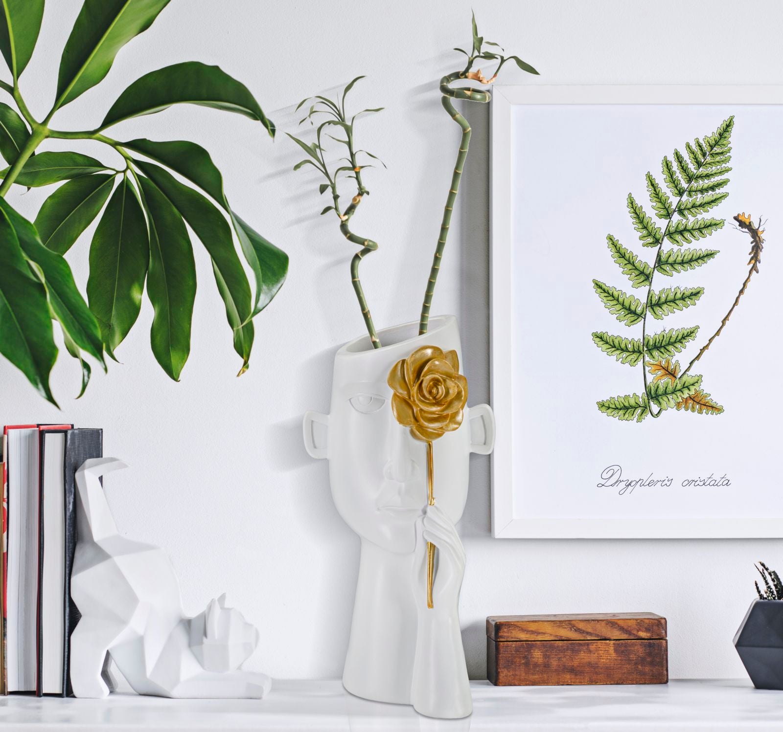 Vaso GLAM – Branco/Dourado