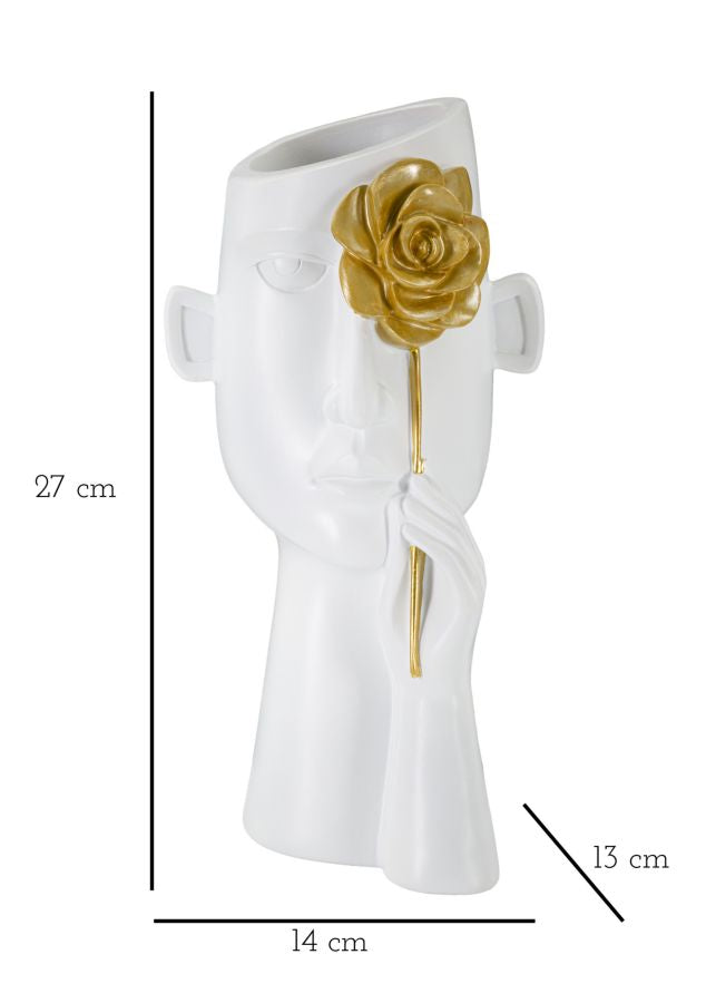 Vaso GLAM – Branco/Dourado