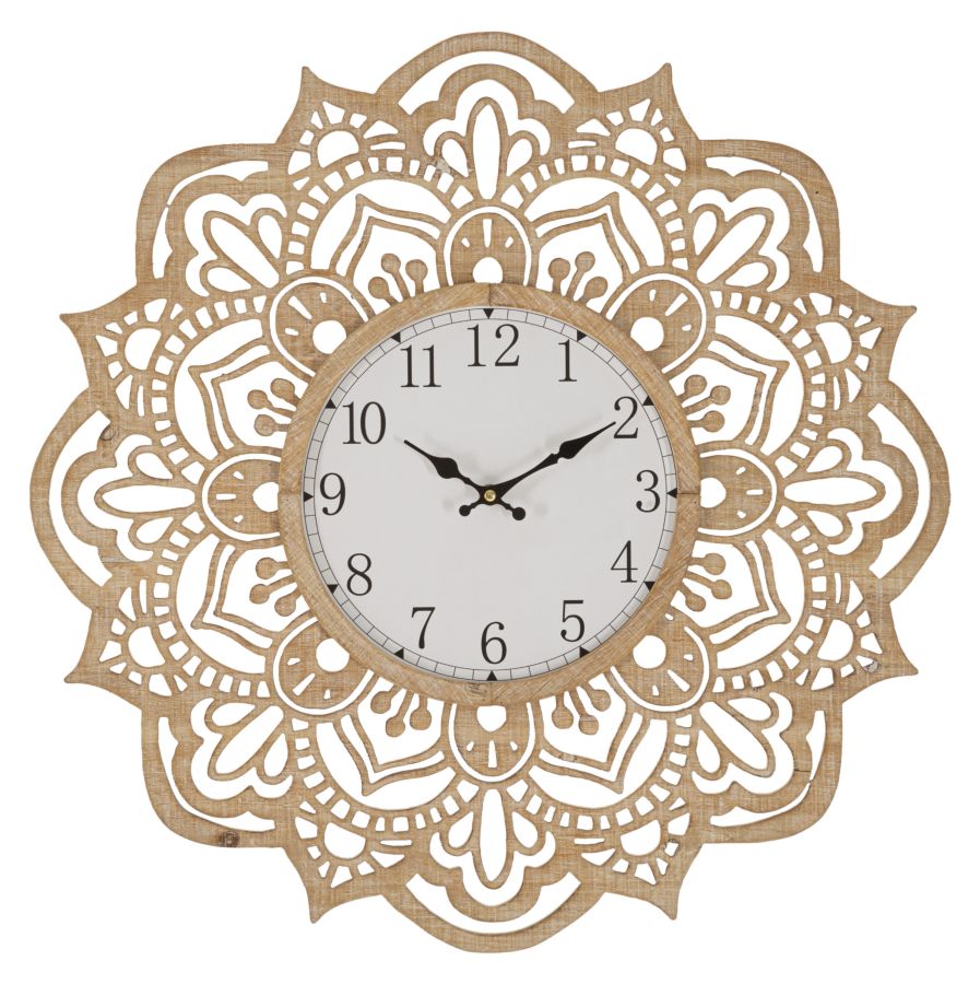 Relógio de Parede – Natural/Branco – MDF