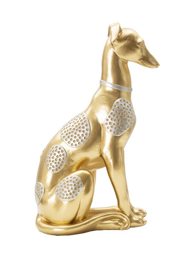 Estátua de Cão Sentado Glam – Dourado