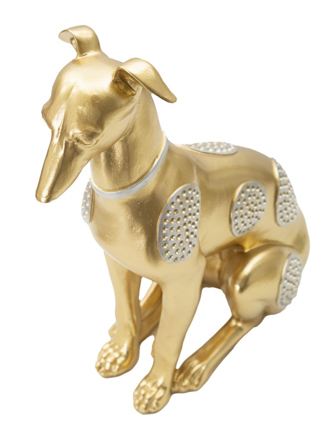 Estátua de Cão Sentado Glam – Dourado