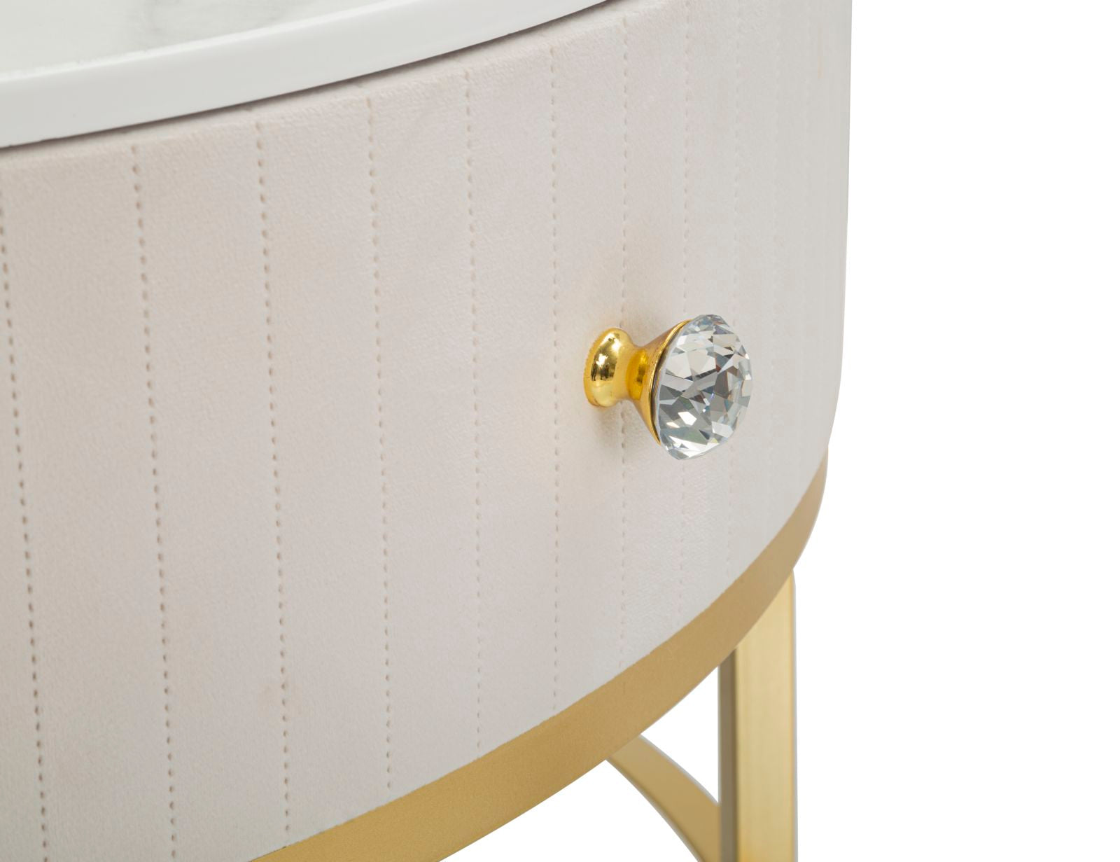 Mesa de Centro Redonda GLAM – Creme, Dourado, Branco