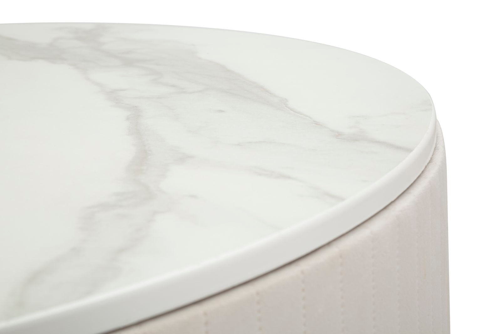 Mesa de Centro Redonda GLAM – Creme, Dourado, Branco