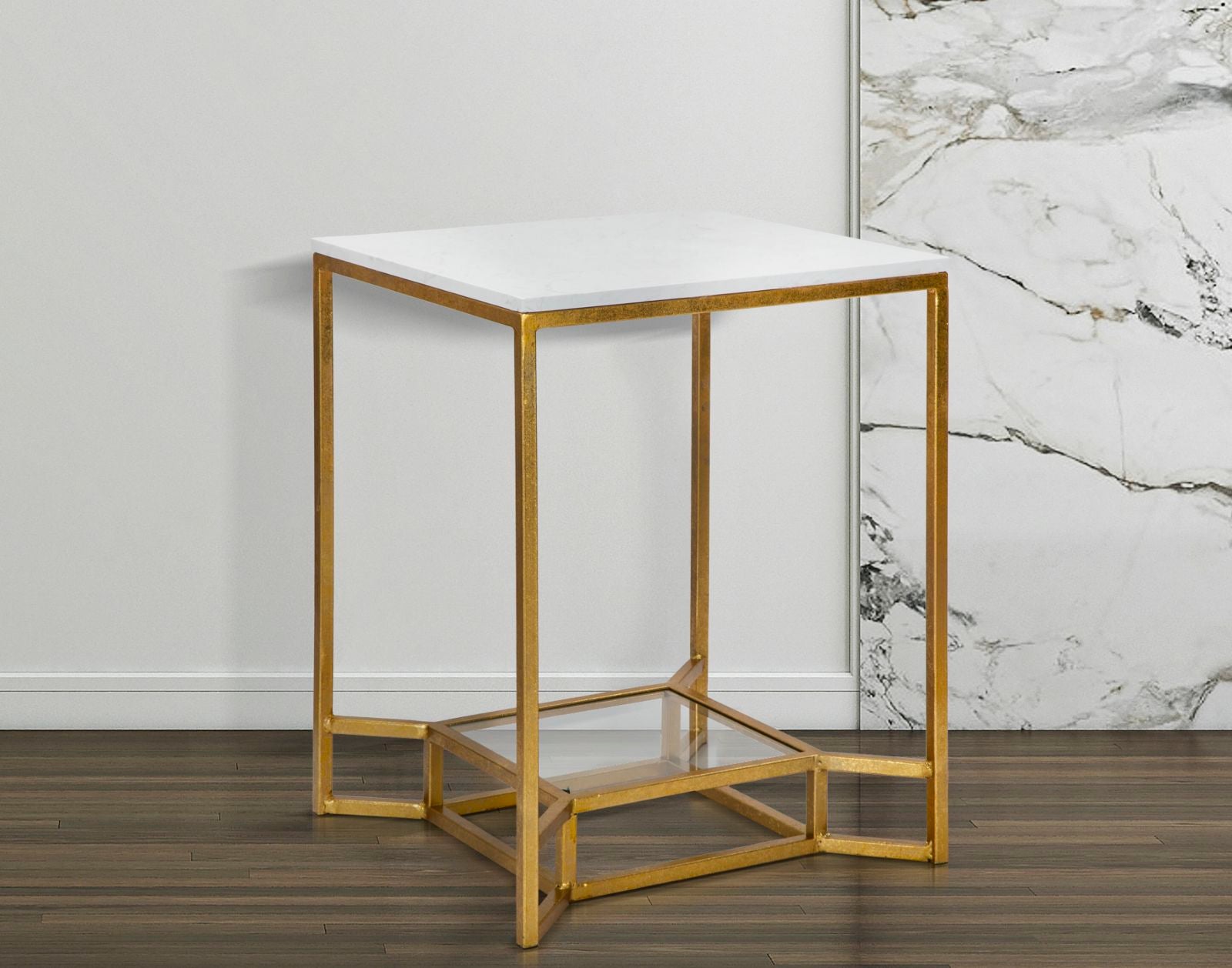 Mesa de Centro Metálica GLAM – Dourada e Branca