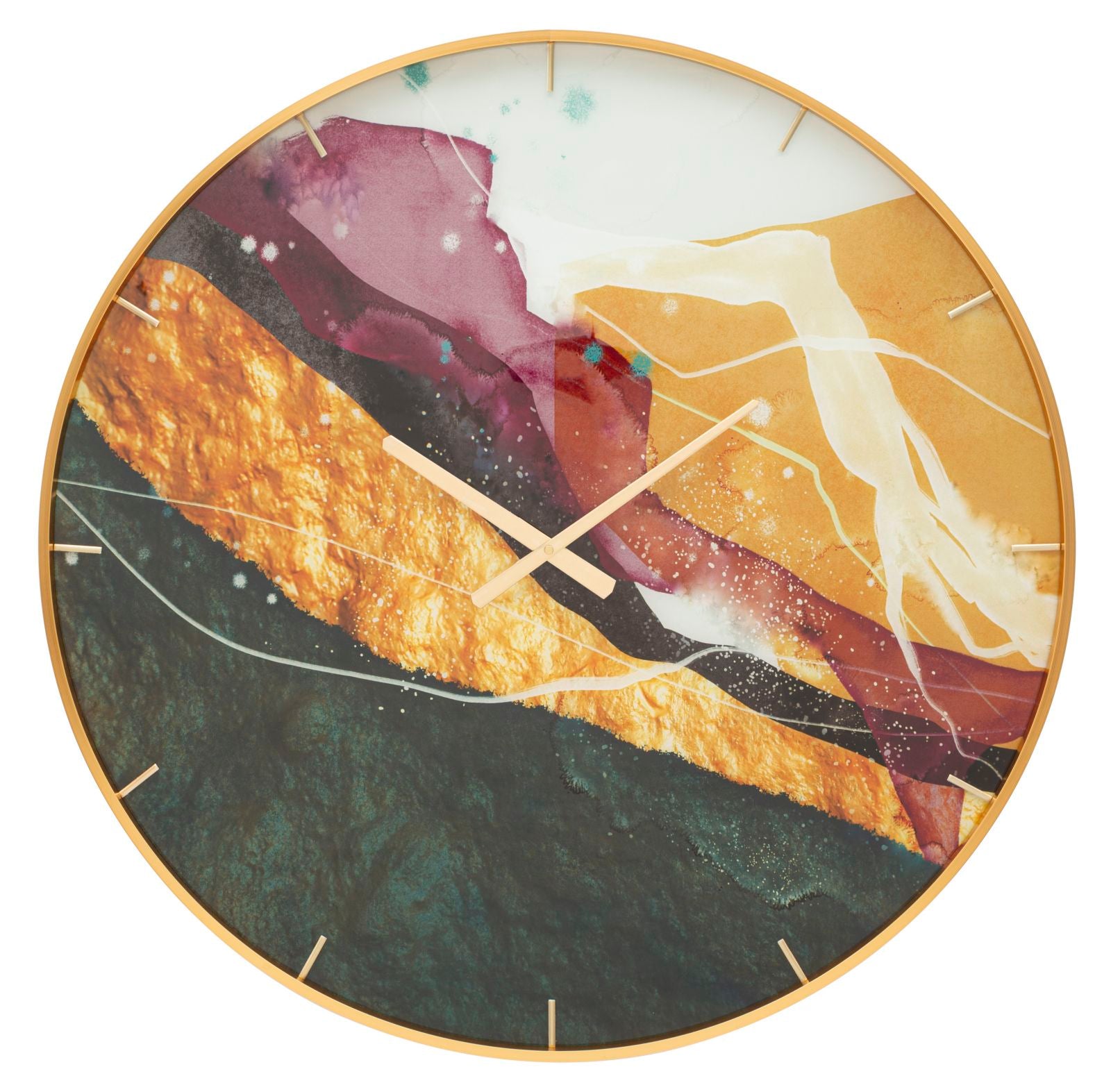 Relógio de Parede Redondo – Multicolor – vidro, MDF e metal