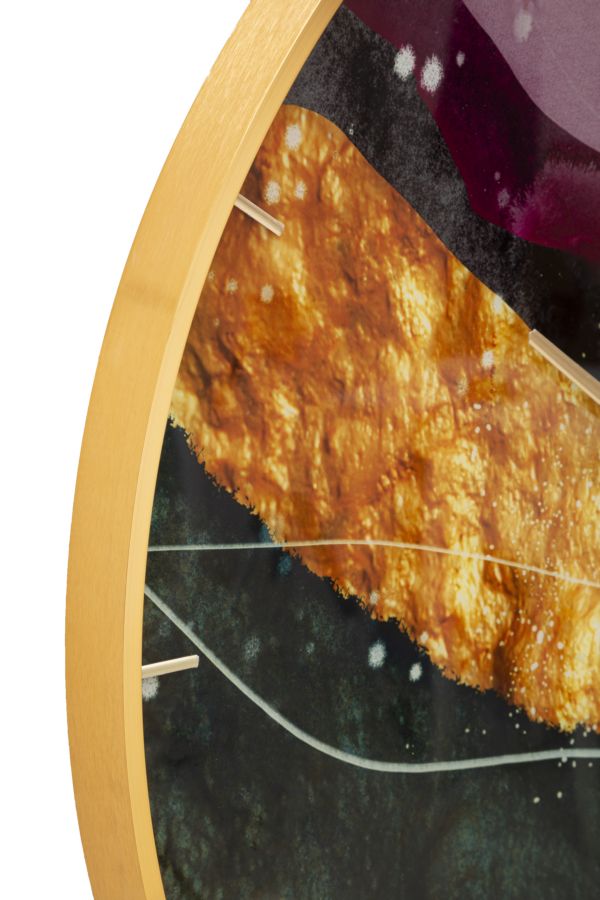 Relógio de Parede Redondo – Multicolor – vidro, MDF e metal