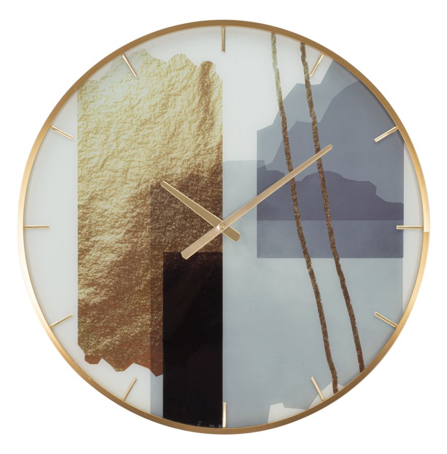 Relógio de Parede Redondo – Multicolor – vidro, MDF e metal