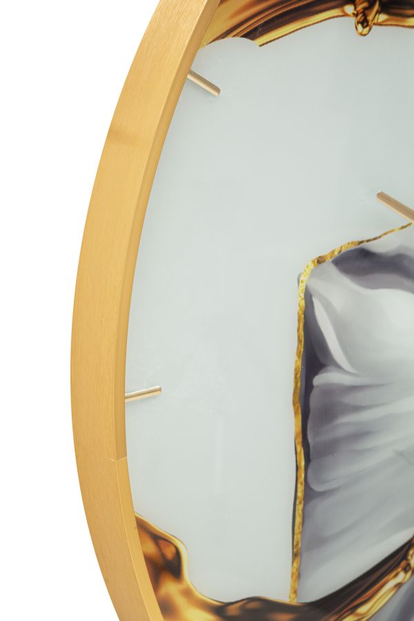 Relógio de Parede Redondo – Multicolor – vidro, MDF, metal