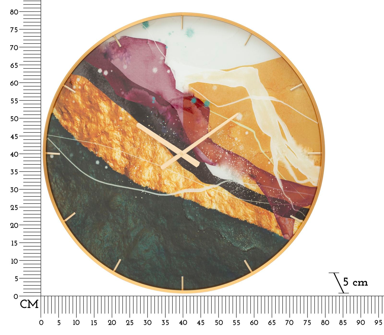 Relógio de Parede Redondo – Multicolor – vidro, MDF e metal