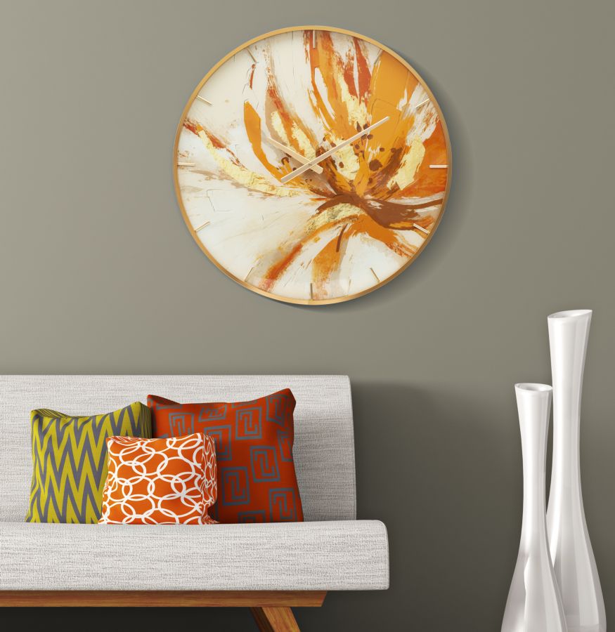 Relógio de Parede Redondo – Multicolor – Vidro, MDF e Metal