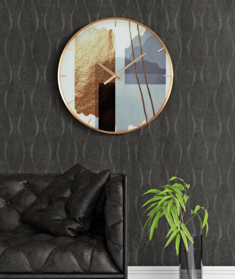 Relógio de Parede Redondo – Multicolor – vidro, MDF e metal