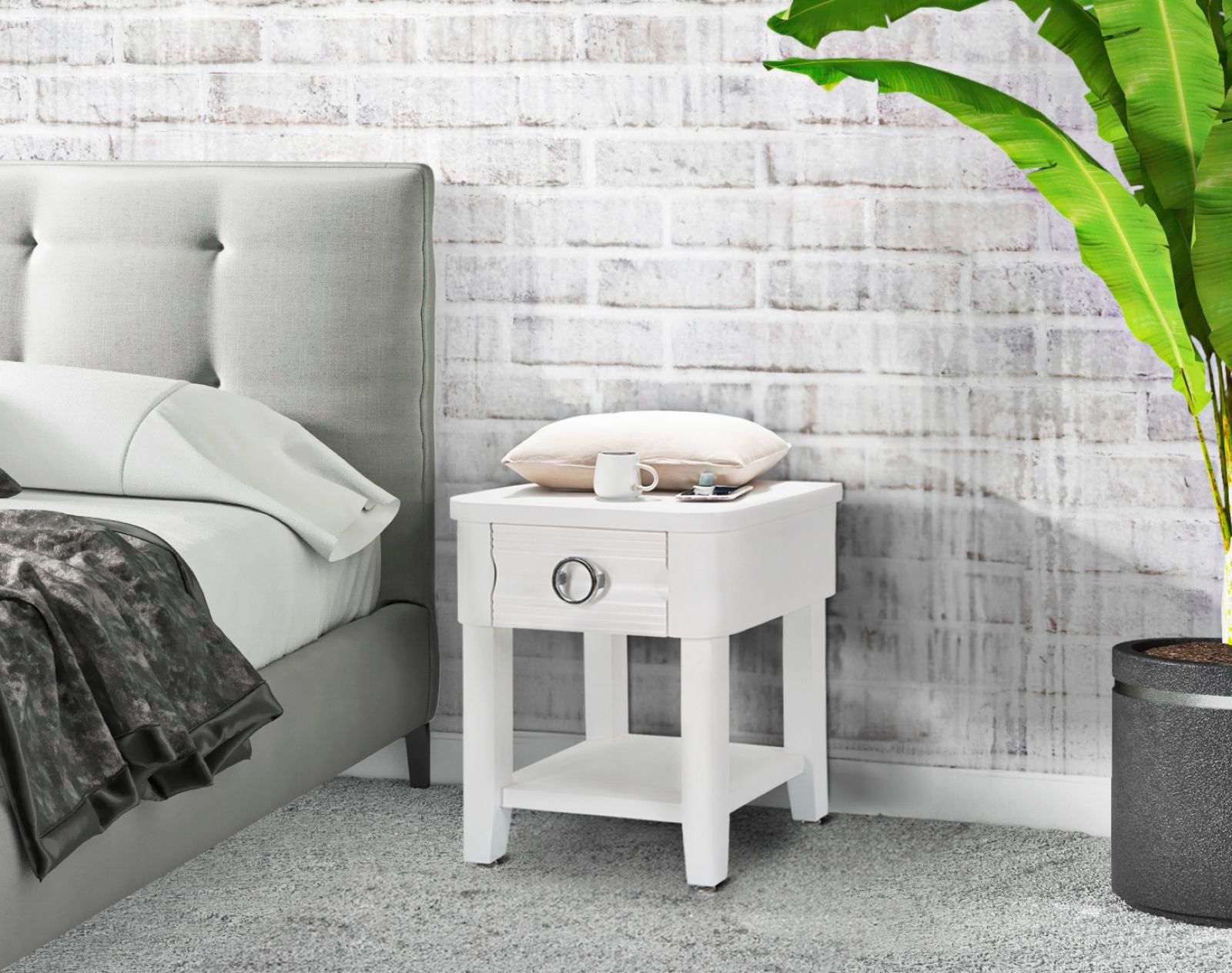 Mesa de Cabeceira GLAM – Branco