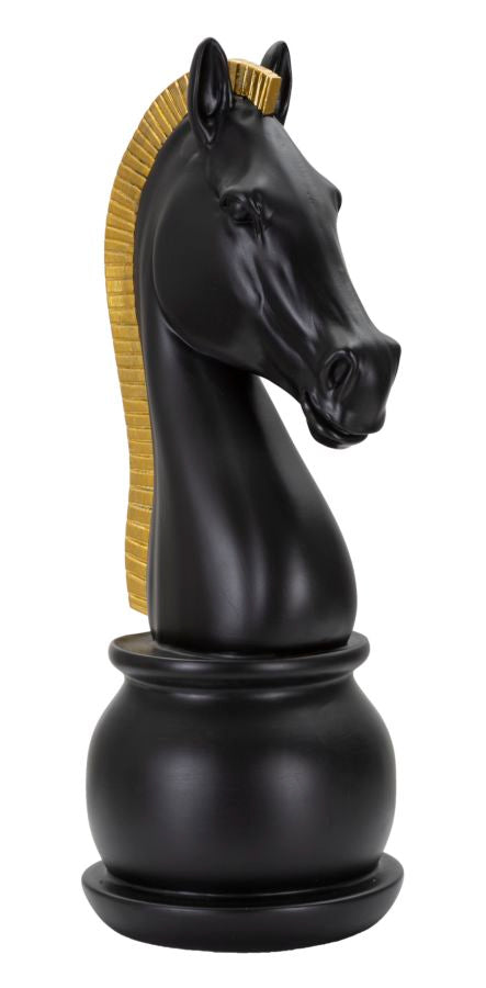 Cavalo de xadrez GLAM – preto e dourado