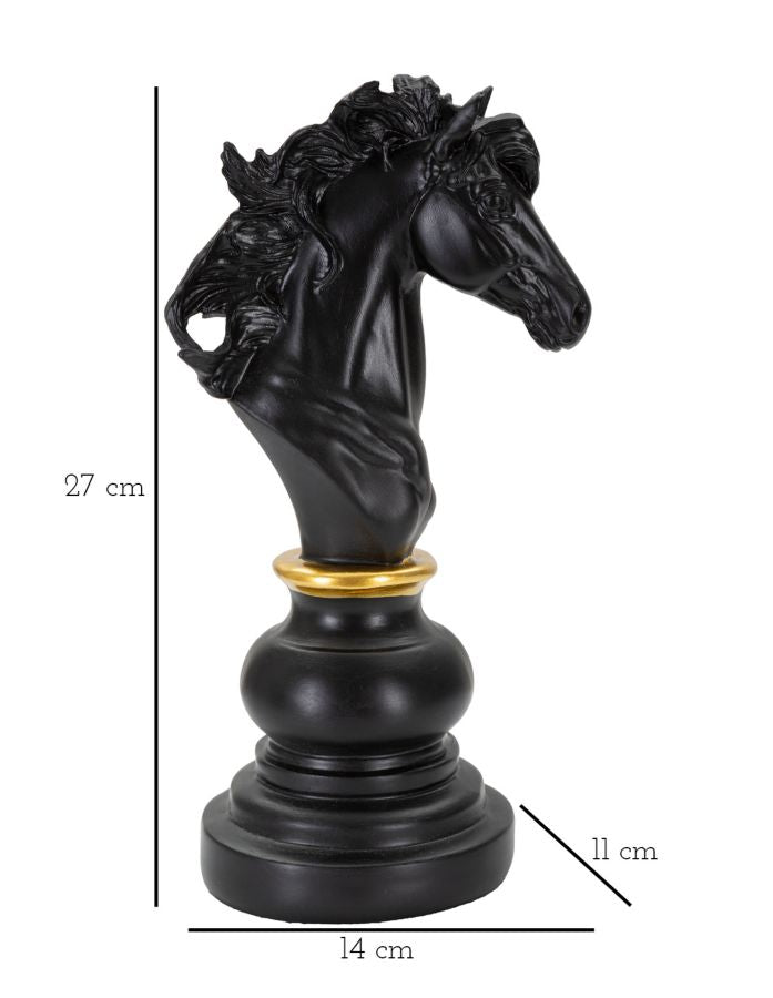 Cavalo de Xadrez GLAM – Preto e Dourado