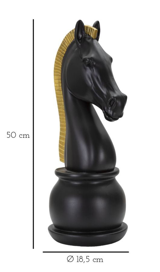 Cavalo de xadrez GLAM – preto e dourado