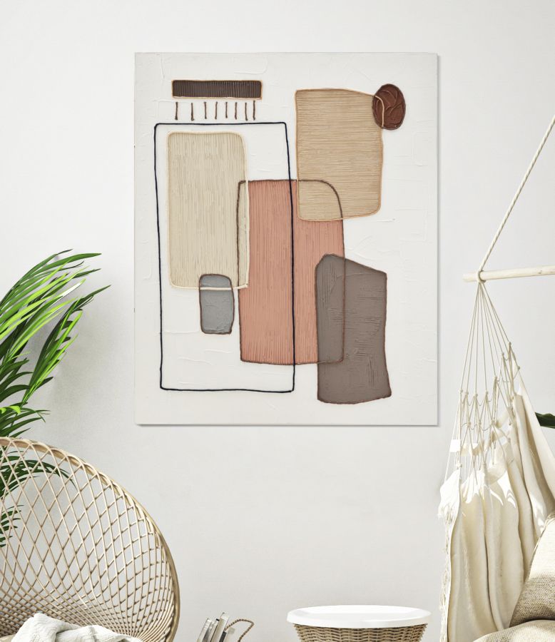 Pintura em Tela – Multicolor – Moldura de madeira de pinho