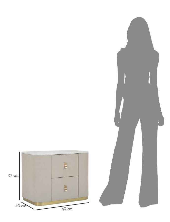 Mesa de Cabeceira GLAM – Creme e Dourado