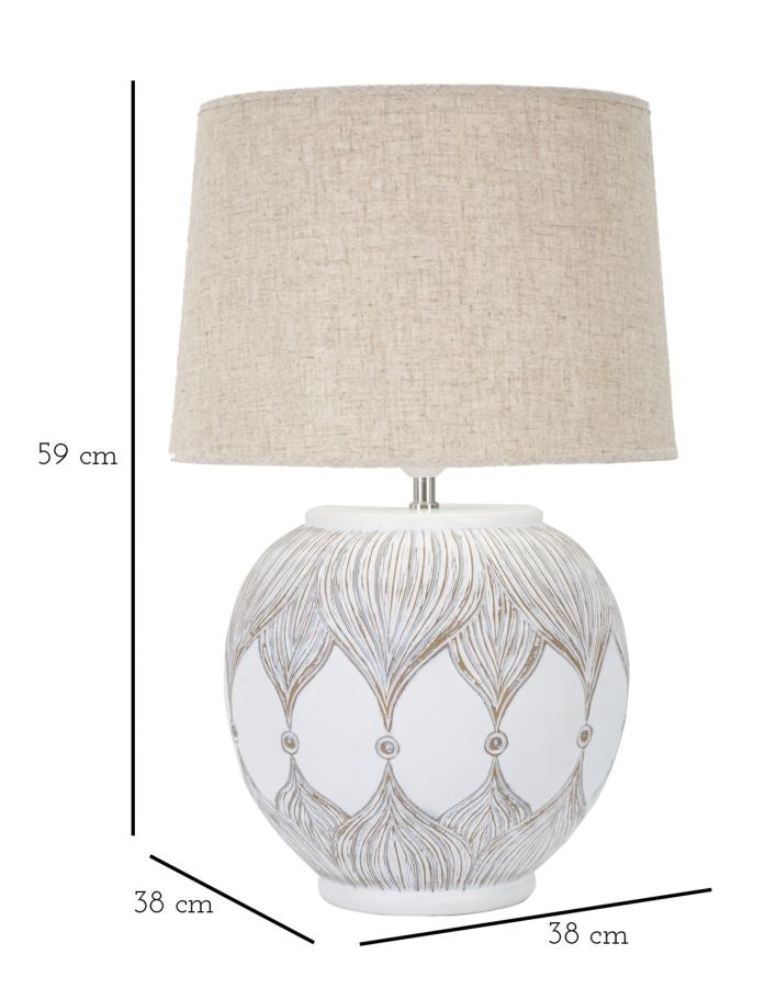 Candeeiro de Mesa BOHO CHICH – Branco Lavado e Castanho