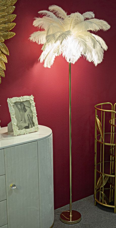 Candeeiro de Pé GLAM – Dourado e Branco