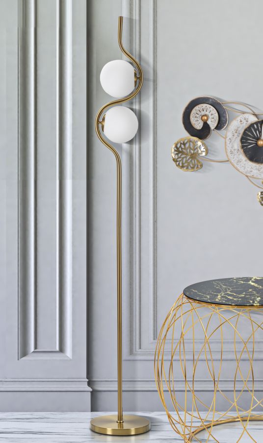 Candeeiro de Pé GLAM – Dourado e Branco