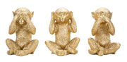 Conjunto de 3 Macacos Sentados GLAM – Dourado